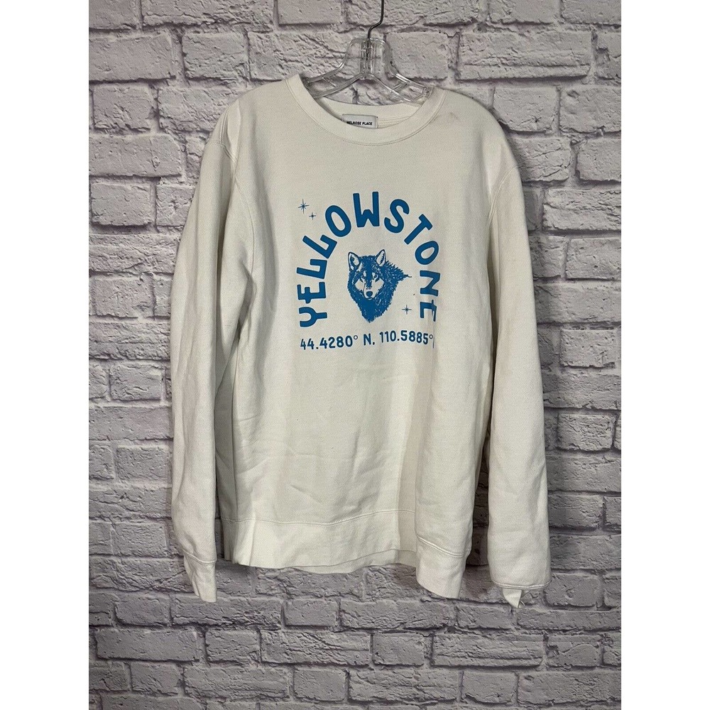 Melrose Place Yellowstone Wolf White Crewneck Size L Sweater